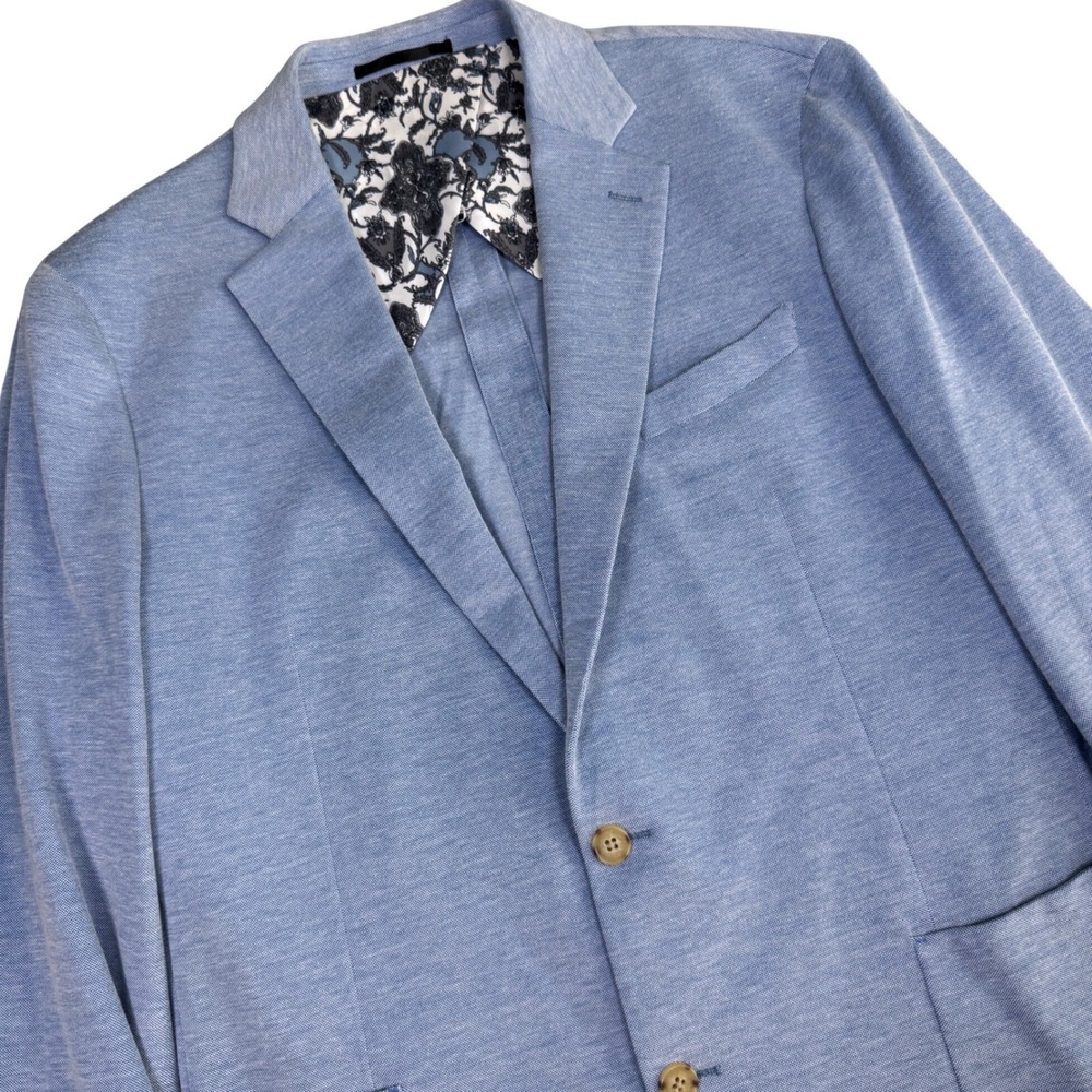 Pelago Riserva JKT Blazer Men 44 Blue Slim Fit Cotton Blend Knit Sport Coat